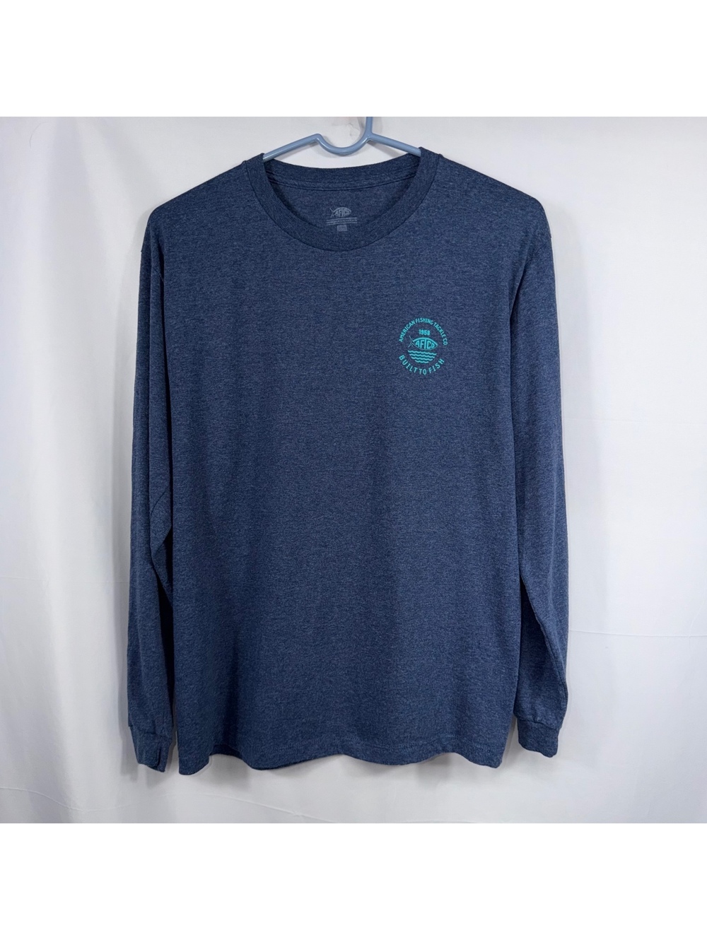 AFTCO Built to Fish Long Sleeve Performance Fishing Shirt Blue Heather X-Large